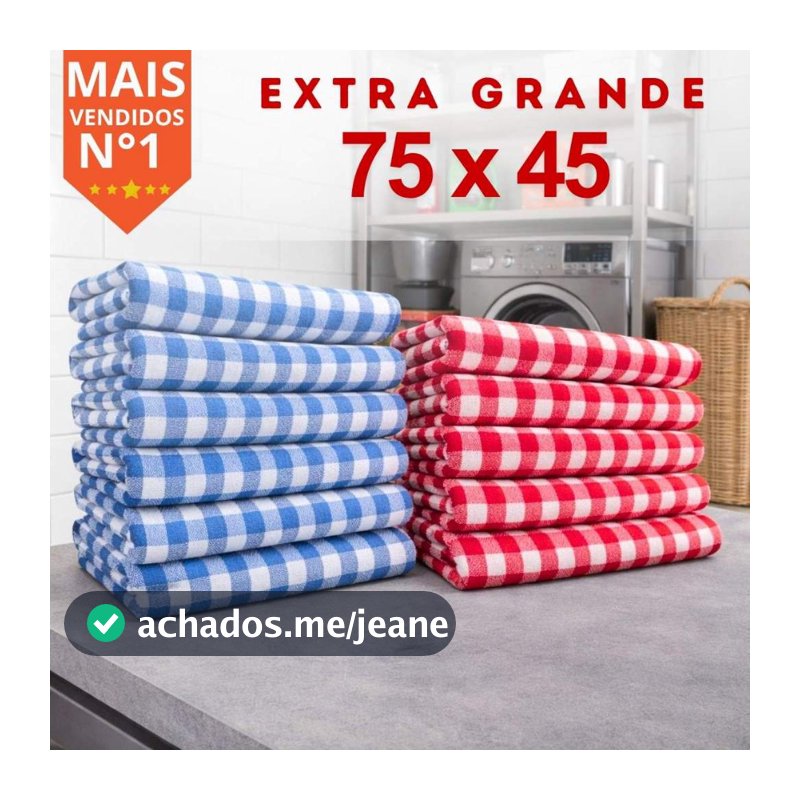 Kit 5 Pano De Chão Limpeza Saco Xadrez 100% Algodão