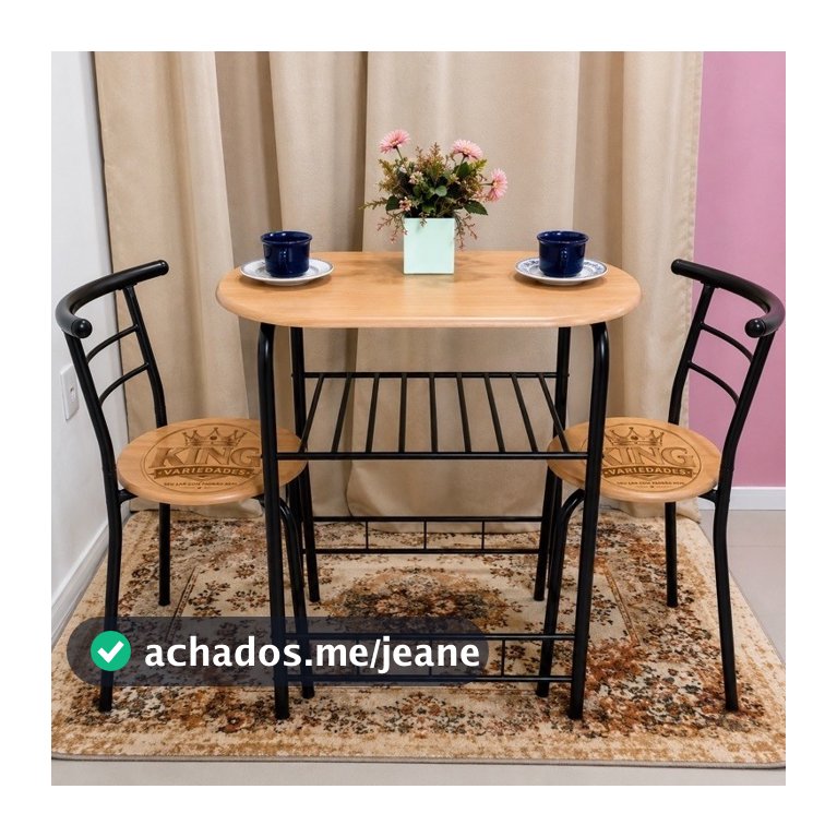 Jogo de Mesa com 2 Cadeiras Compacta para Apartamento MDF Útil Bazar