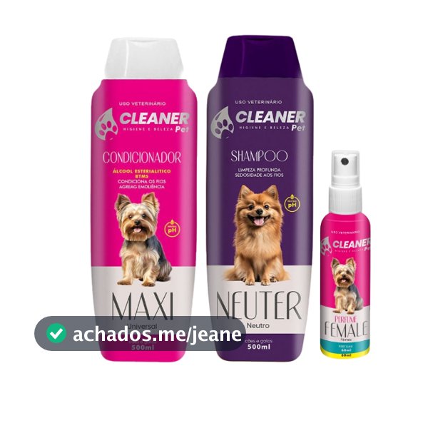 Kit Shampoo para Cachorro Neutro + Condicionador 500ml + Perfume 60ml Kit Banho Cachorro Shampoo Pet Cheiroso UP Clean
