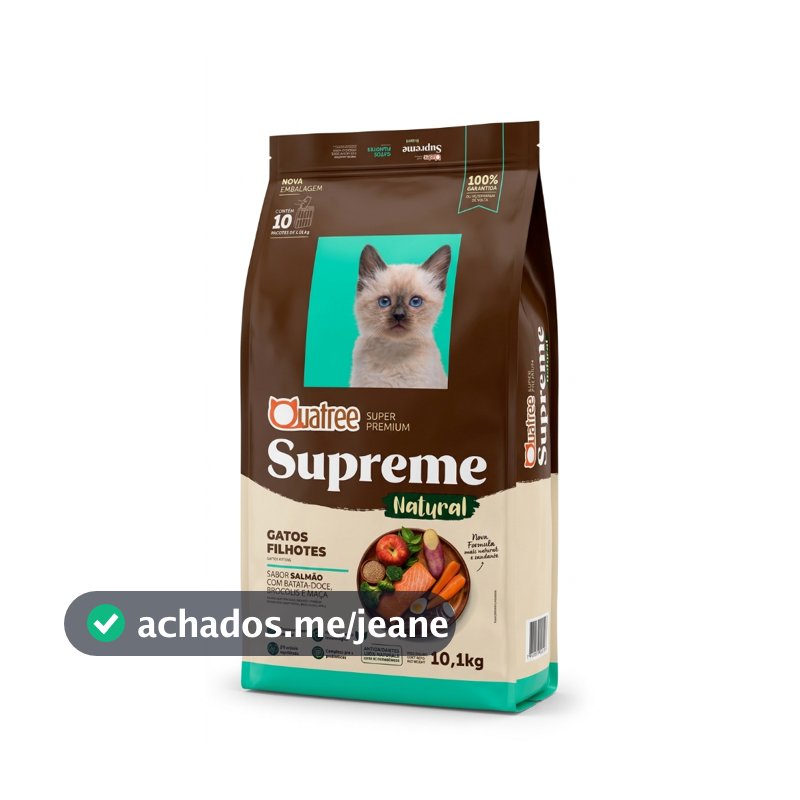 Ração Gatos Filhotes Quatree Supreme Salmão E Batata Doce 10kg Crescimento Saudável