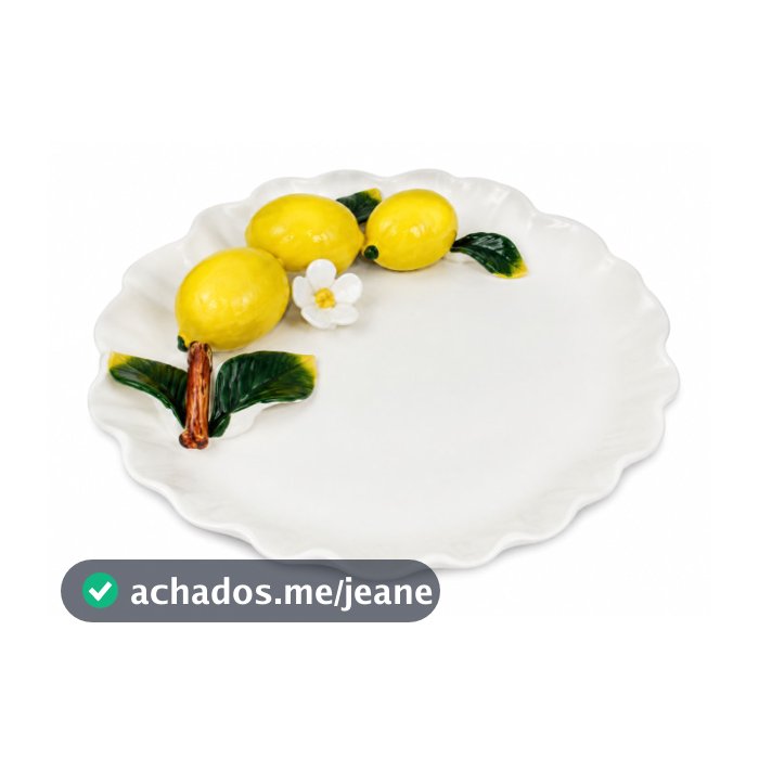 Centro de Mesa Redondo de Cerâmica Limão Siciliano - 18 cm