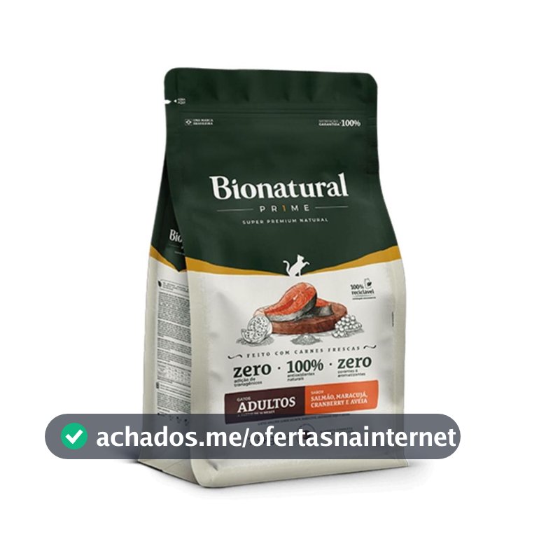 Ração Bionatural Prime Gatos Adultos Salmão 7,5kg - Premium Nutrição Completa