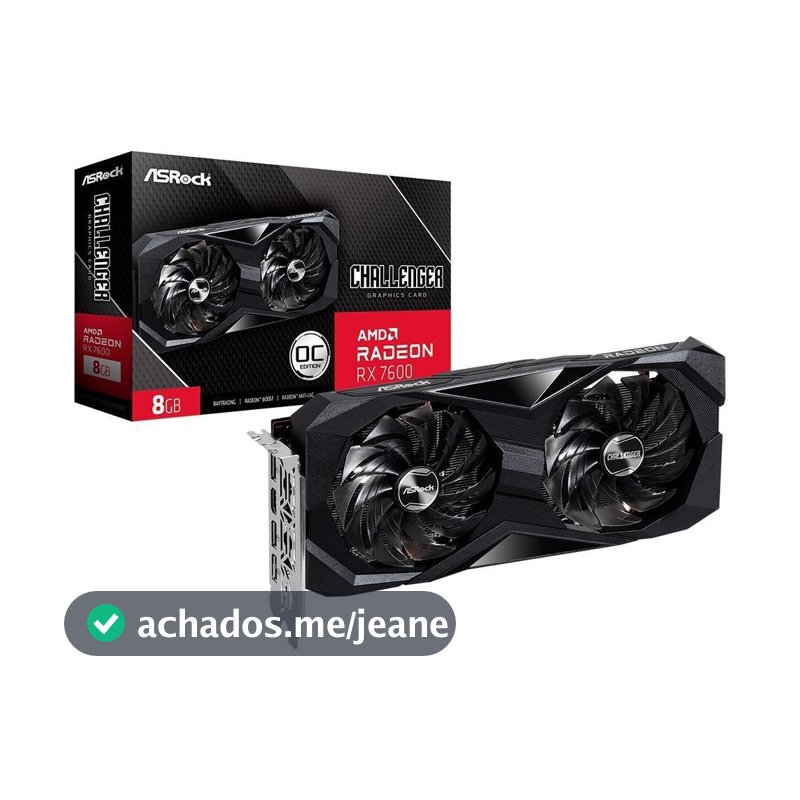 Placa de Vídeo RX 7600 Challenger ASRock AMD Radeon,  8GB GDDR6 - 90-GA41ZZ-00UANF