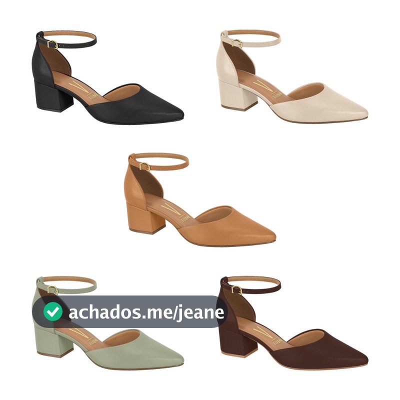 Vizzano Sapato Scarpin Bico Fino Salto Baixo Preto Vizano