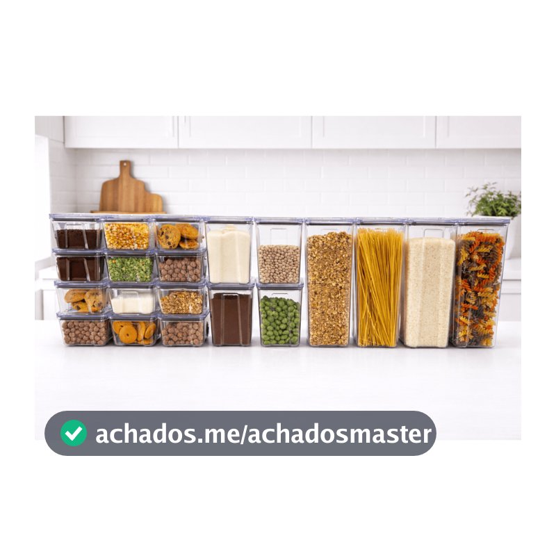 Kit 20 Organizador Pote Hermético Empilháveis Porta Mantimento Cozinha Rebirth