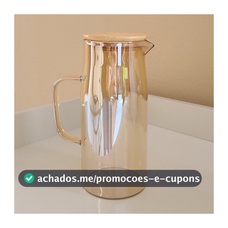 Jarra de Vidro 1 Litro Âmbar e Transparente com Tampa de Bambu Jarra de Vidro Borossilicato