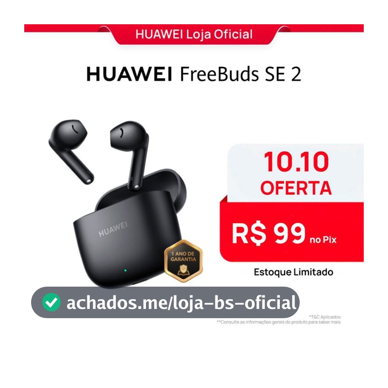HUAWEI FreeBuds SE 2 | Fone de Ouvido Sem Fio | Até 40 Horas de Bateria | Compacto e Confortável