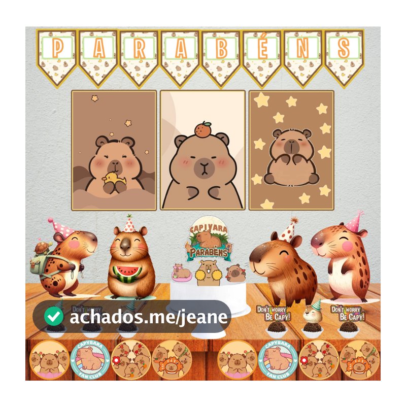Kit Festa Capivara Só Um Bolinho Decoração Aniversario em casa, na escola
