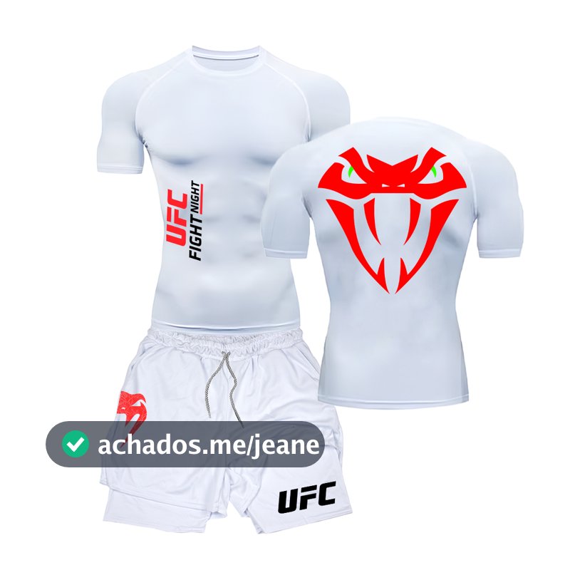 Kit Camiseta Compressão e Short compressão 2 Em 1 ufc fight night luta arte marcial cobra snake