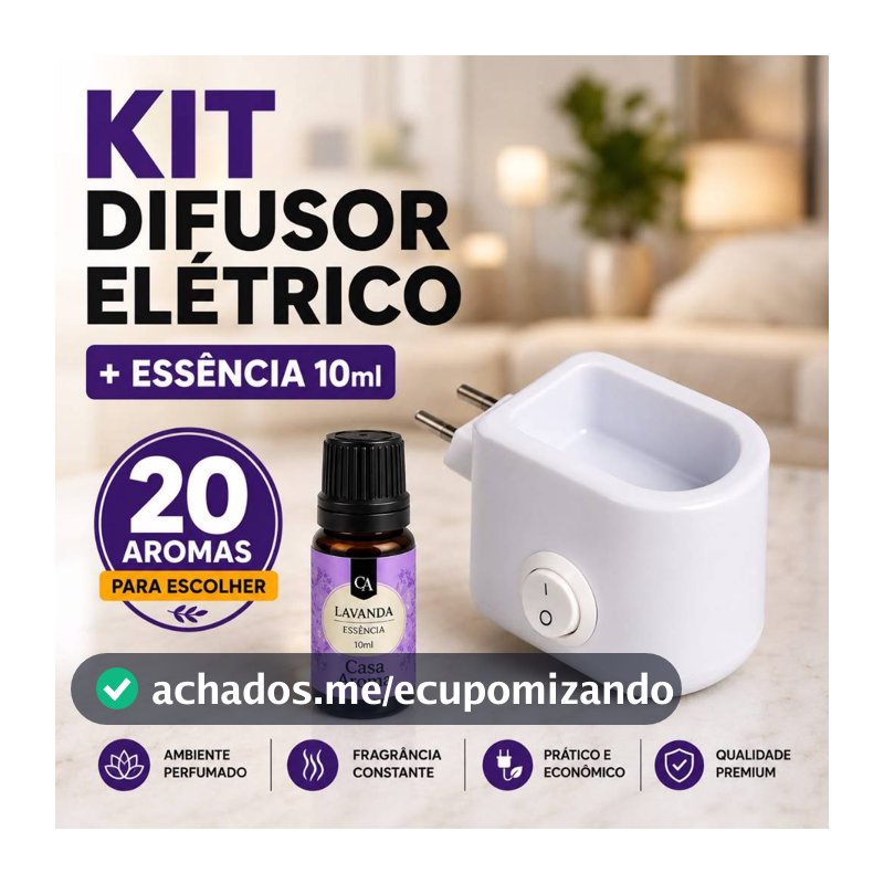 Combo Essência Super Concentrada 10 ml + 1 Difusor Elétrico de Tomada Aromatizador
