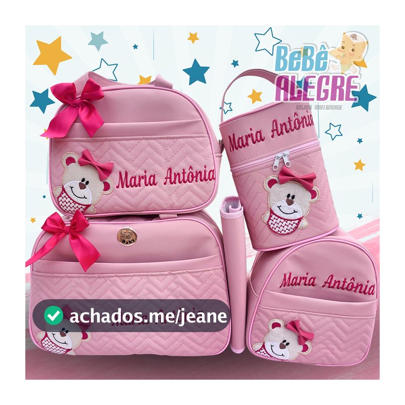 KIT BOLSA MATERNIDADE PERSONALIZADA ( ROSA+PINK )