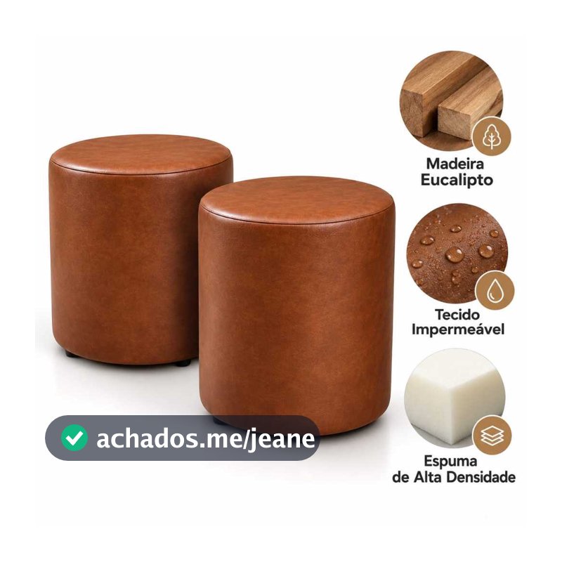 Kit 2 Puffs Decorativo para sala, apoio para os pés Puff Grande Com Acabamento Premium. Combina com Qualquer Ambiente