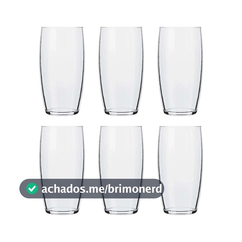 Jogo de Copos Nadir Oca Long Drink de Vidro Liso com 6 Peças 300ml