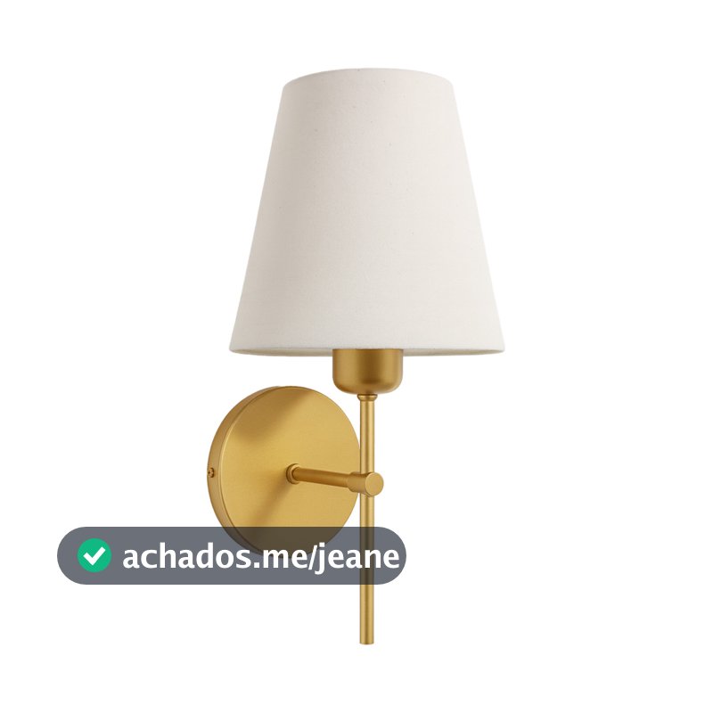 Arandela Luminaria de Parede Classica Dourada Cúpula Tecido Interna Quarto Cabeceira E27