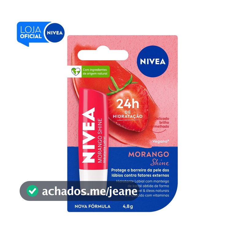 NIVEA Hidratante Labial Morango Shine 4,8g