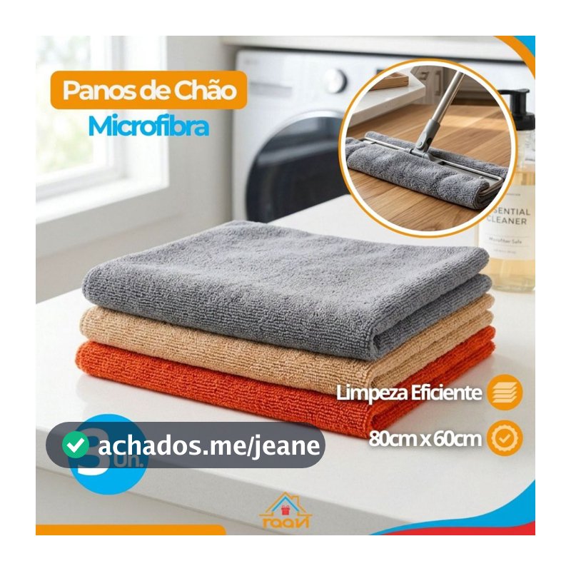 Pano de Chão Grande Microfibra 60x80cm Alta Absorção Reutilizável