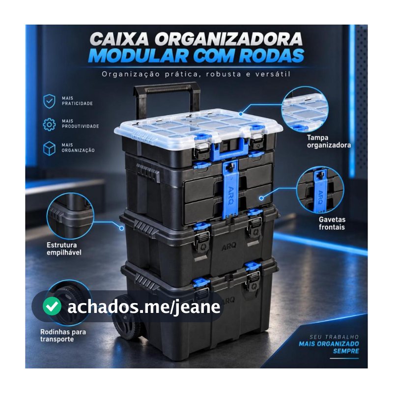 Kit Caixa de Ferramentas Modular 4 em 1 com rodas e Alças Retrátil Ultra box