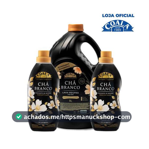 Kit Coala Laundry 1 Lava Roupas 5L + 2 Amaciantes de 1L cada - Chá Branco