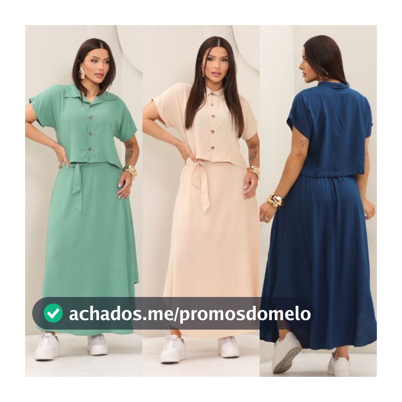 Conjunto Feminino Alfaiataria Cropped e Saia Longa com Fenda Elegante