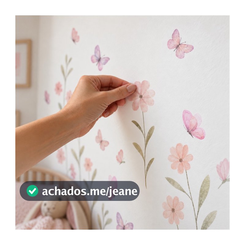 Adesivo Decorativo De Parede Em Recorte Sem Fundo Floral Borboletas