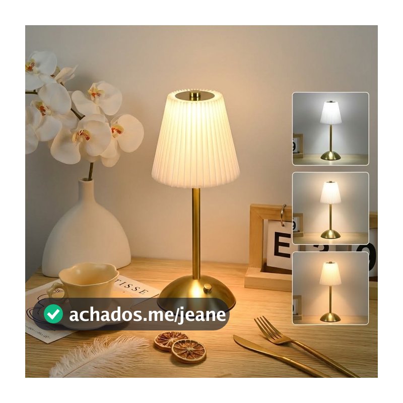 Luminária Mesa Abajur Led Touch Usb Recarregável Barra Led Sensor Sem Fio 3 Cor Yesop Bege