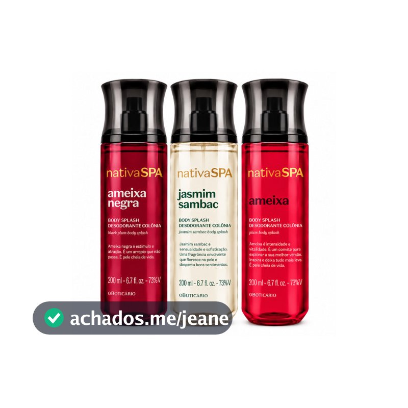 Combo com 3 Body Splash Nativa SPA – Trio Ameixa e Jasmim Sambac
