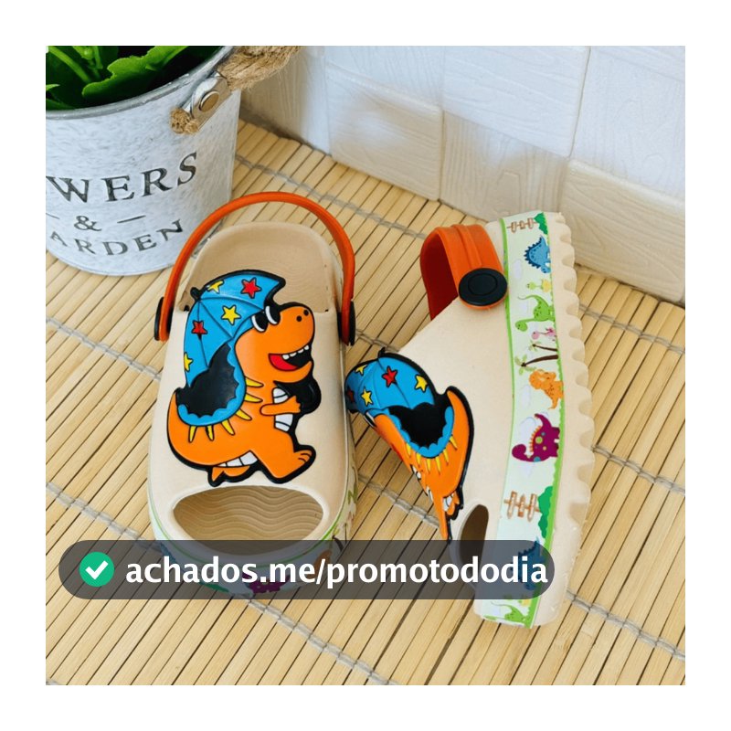 Sandálias Babuche Dino Bebe Menino Escola Dia a Dia Antiderrapante Presente Lançamento Unisex Personagem