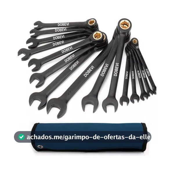 Chave Combinada Catraca Jogo De Chaves Com 15 Peças Dobevi Preto