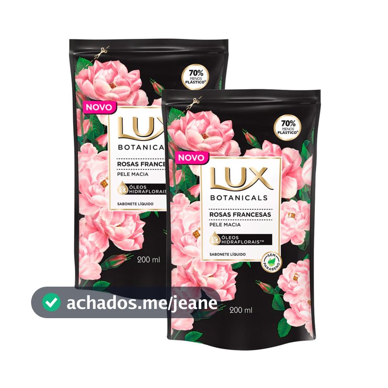 Kit 2 Sabonete Líquido Lux Botanicals Rosas Francesas Refil 200ml