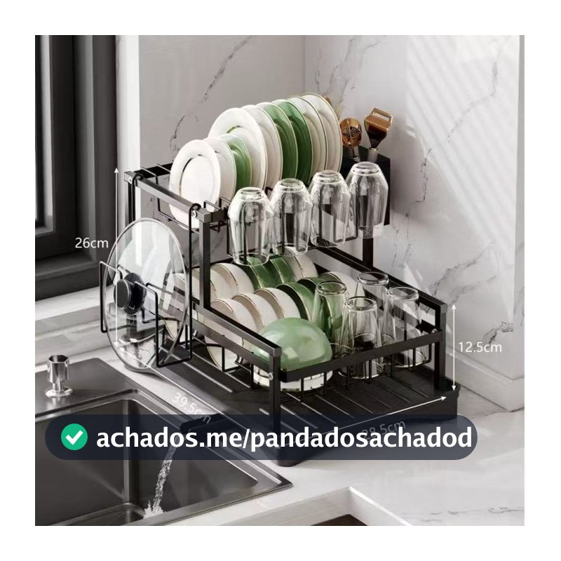 Escorredor de Louças Rack Aço Carbono Organizador Preto