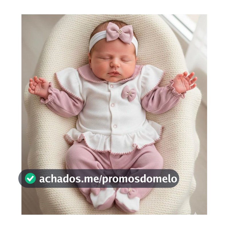 Macacão Manga Longa Menina Doce Sonho Lacinho Aurora Rosê/Marrom/Cerde/Marsala