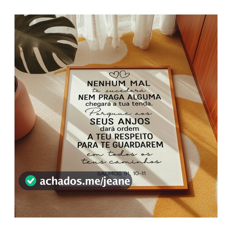 Quadro Decorativo Nenhum Mal Salmo Bíblia Cristã Proteção Versículo Fé Parede Decoração