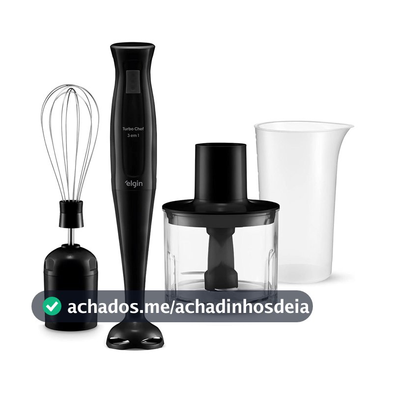 Mixer Elétrico Triturador Desmontável Liquidificador Chef MIX-20 3 em 1 200W  Preto Elgin - 127V
