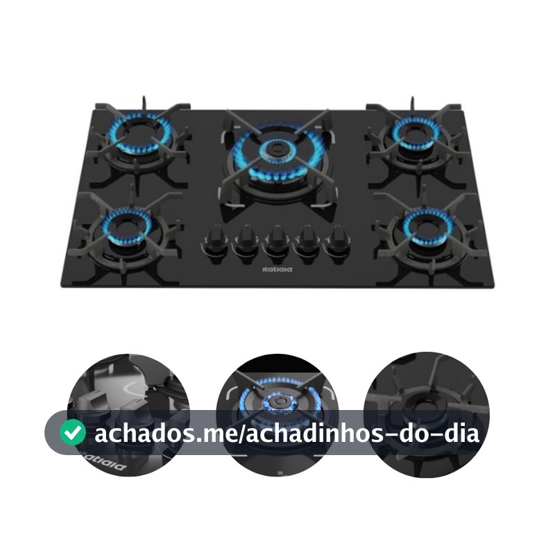 Fogão Cooktop 5 Bocas Tripla Chama Itatiaia  Trempe Ferro Fundido Itacook Premium
