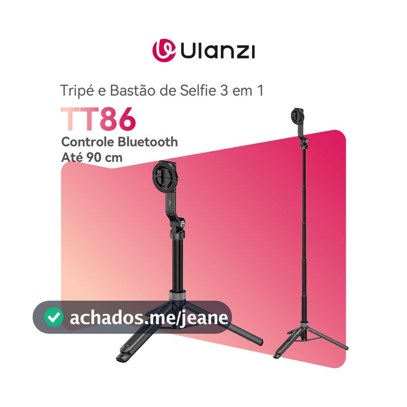 ULANZI TT86 Mini Tripé e Bastão de Selfie 3 em 1, Magnético e com Suporte para Celular, Até 90 cm, Controle Bluetooth