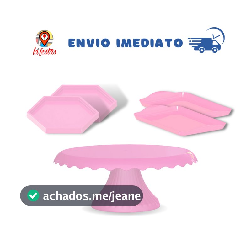 Kit Festa 1 Boleira Cake Renda 19 CM + 2 Mini sextavada + 2 Bandejas 20x13 (+16 cores)