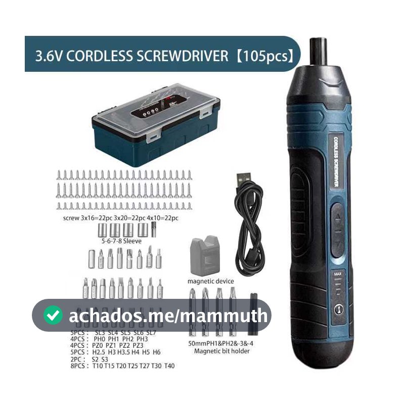 Chave de Fenda Esmerilhadeira Elétrica de Ajuste de Torque 3.6V Multi-funções para Desmontagem Parafuso E broca MT327