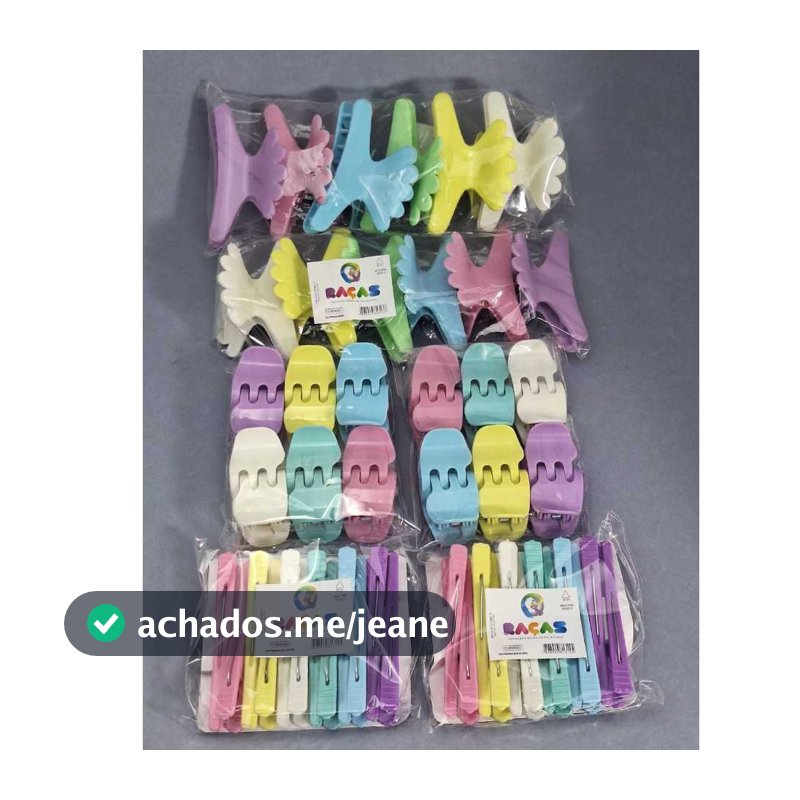 kit 60 acessórios de piranha bico de pato presilha salão tridente prendedor  de cabelo