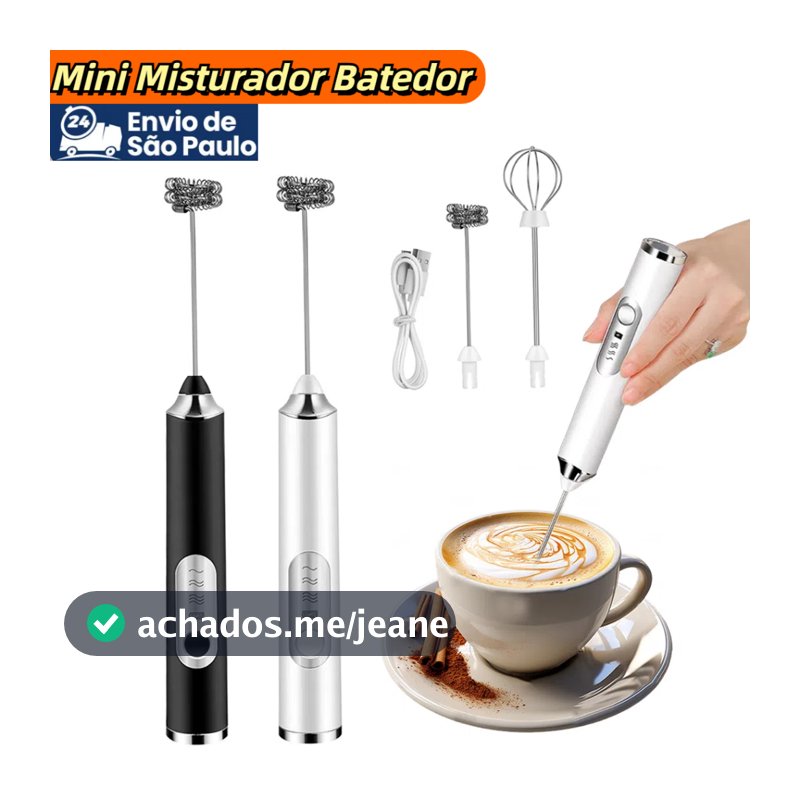 Batedor Misturador Mixer Elétrico para Bebidas Leite Café Clara de Ovos 2 em 1 Utensílios de Cozinha