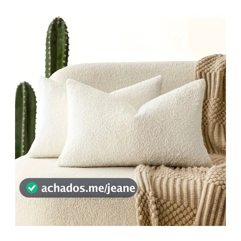 Kit 2 Capas de Almofada Baguete Bouclé Premium com Zíper Invisível 50cm x 30cm Toque Extra Macio