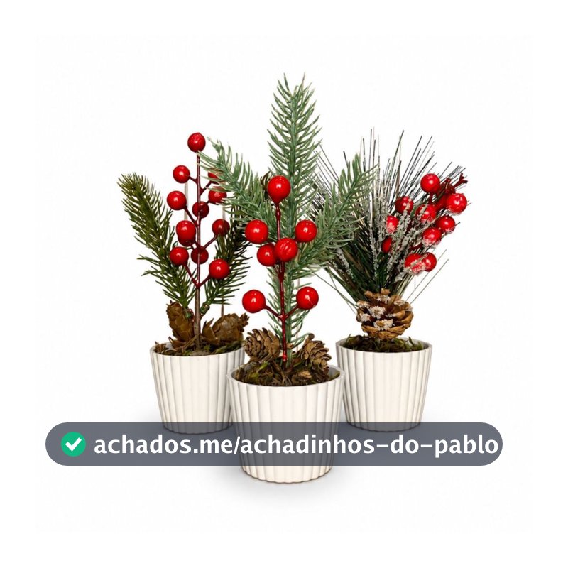 Kit 3 Enfeites De Natal Arranjos Natalinos Vasos Decoração