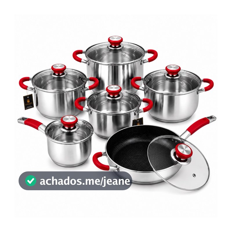 Kit de Panelas Genebra 12 peças Jogo de Panelas em Aço Inoxidável 18/10 uso Profissional