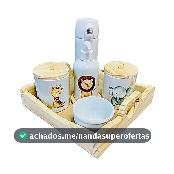 Kit Higiene Bebê Porcelana Safari com Garrafa Térmica