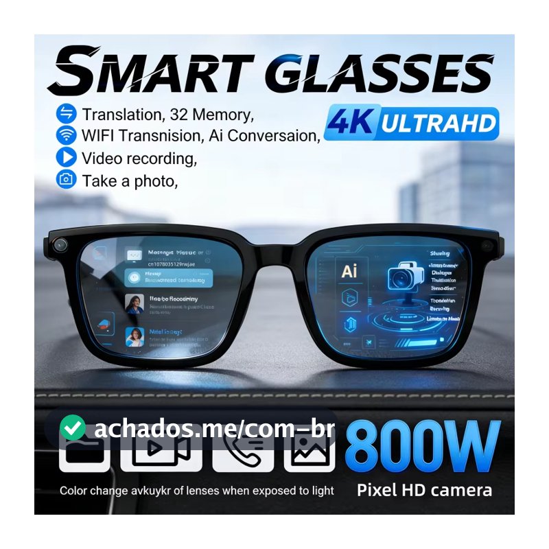 2026 Novos Óculos Inteligentes AI 800W Câmera De Tiro HD Foto Vídeo Voz Chamada Tradução À Prova Dwaterproof Água Blueto