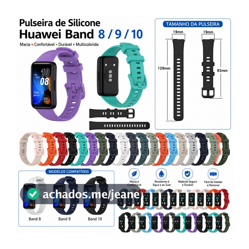 Pulseira de Silicone para Huawei Band 8 / 9 / 10 | Pulseira Substituta Smartwatch Macia, Resistente e Confortável