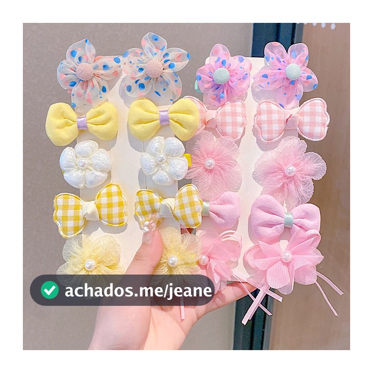 Grampos De Cabelo Com Laço Para Meninas , Acessórios Conjunto De Presentes Infantis Flores De Tecido De Princesa