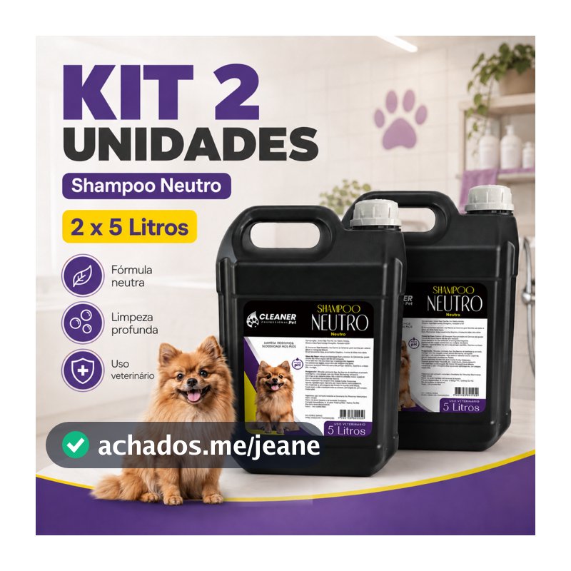 Kit 2 Shampoo Profissional para Cachorro Neutro 5 Litros Shampoo Pet 5 Litros Banho e Tosa Pet Shop Pronto Uso UP Clean