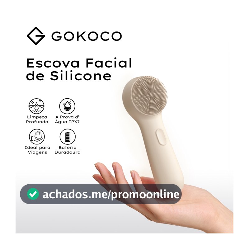 GOKOCO Escova Facial de Silicone Sônica IPX7 Recarregável 3 Níveis Limpeza Profunda Portátil Tipo-C