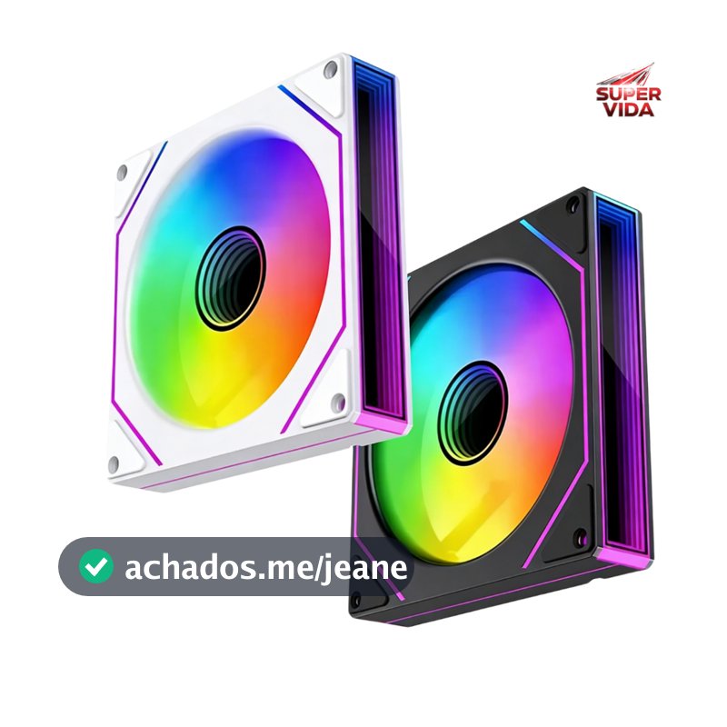 Ventoinha para Computador 120mm RGB Refrigeração Gabinete Gamer 1200RPM Preto/Branco