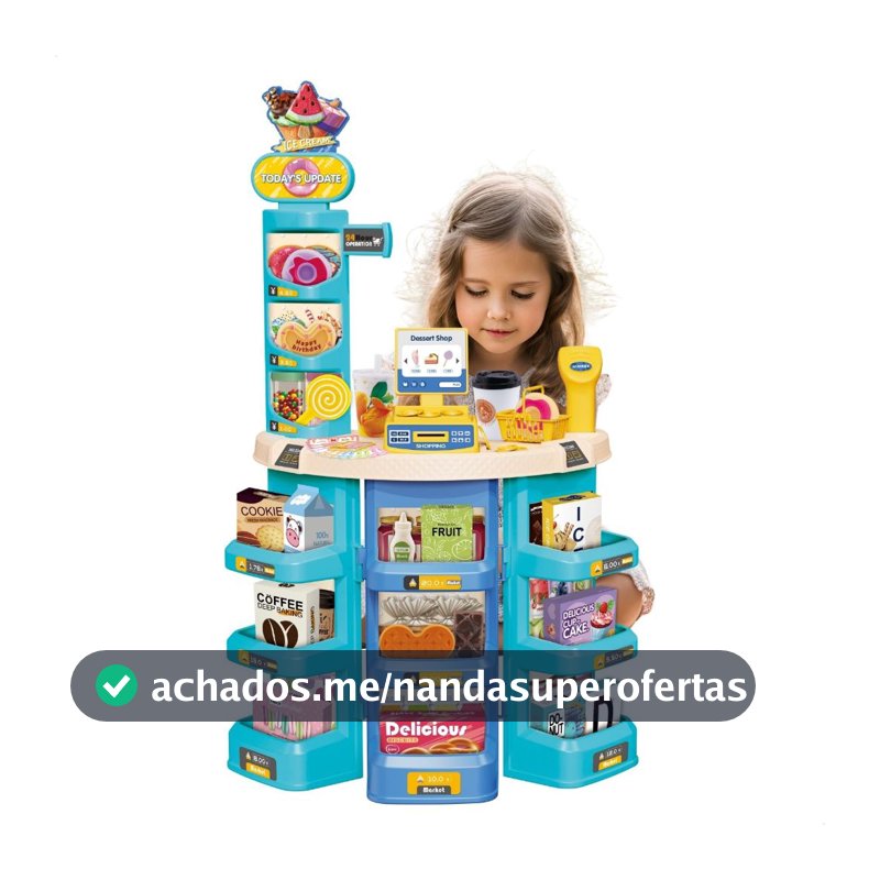 Mercadinho Confeitaria Infantil Doceria Brinquedo Faz de Conta 62 Peças